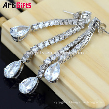 Brincos elegantes Design Zirconia Diamante Bridal Long Dangle Brincos